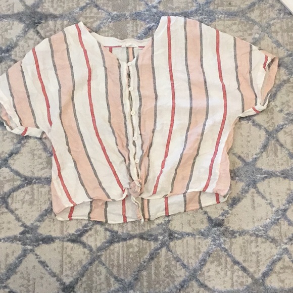 beachlunchlounge Tops - Pink and white top button up and tye in front